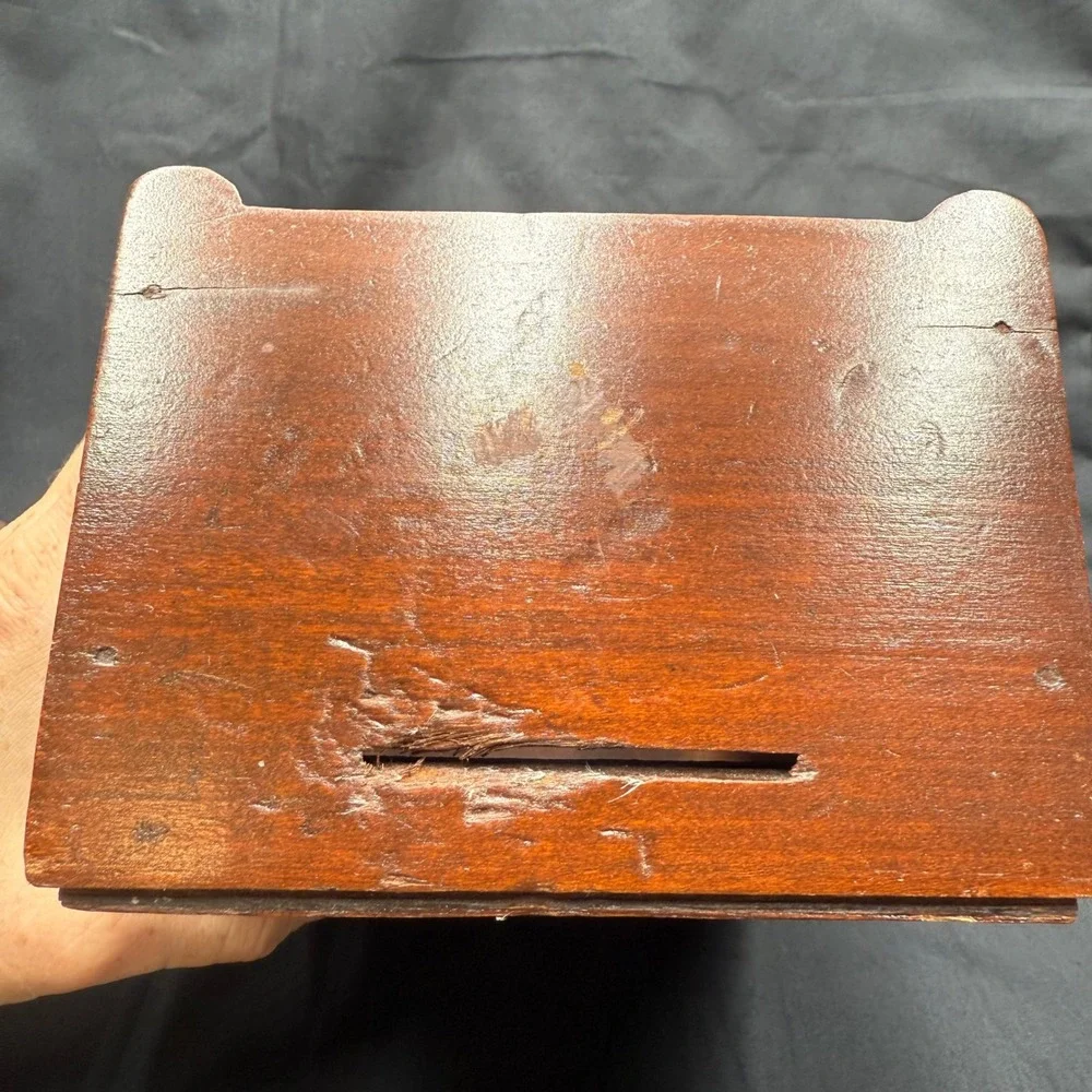 Vintage Wooden Jewelry Box Mini Dresser Chest Art Deco Trinket Cabinet